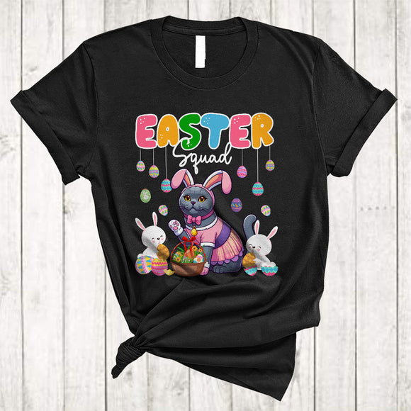 MacnyStore - Easter Squad, Lovely Easter Day Bunny Chartreux Cat Owner Lover, Egg Hunt Family Group T-Shirt