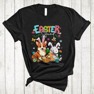 MacnyStore - Easter Squad, Lovely Easter Day Bunny Corgi With Easter Egg Basket, Animal Lover Egg Hunt T-Shirt