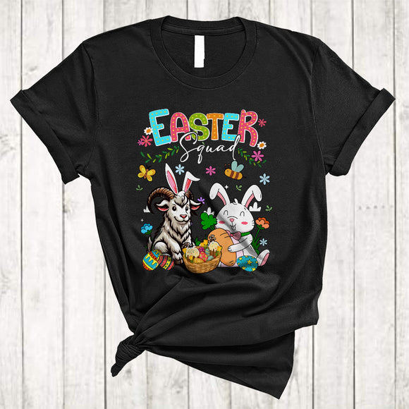 MacnyStore - Easter Squad, Lovely Easter Day Bunny Goat With Easter Egg Basket, Animal Lover Egg Hunt T-Shirt