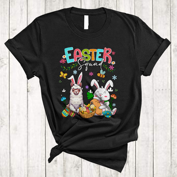 MacnyStore - Easter Squad, Lovely Easter Day Bunny Llama With Easter Egg Basket, Animal Lover Egg Hunt T-Shirt