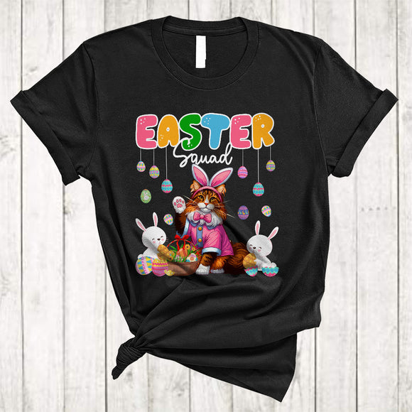 MacnyStore - Easter Squad, Lovely Easter Day Bunny Maine Coon Cat Owner Lover, Egg Hunt Family Group T-Shirt