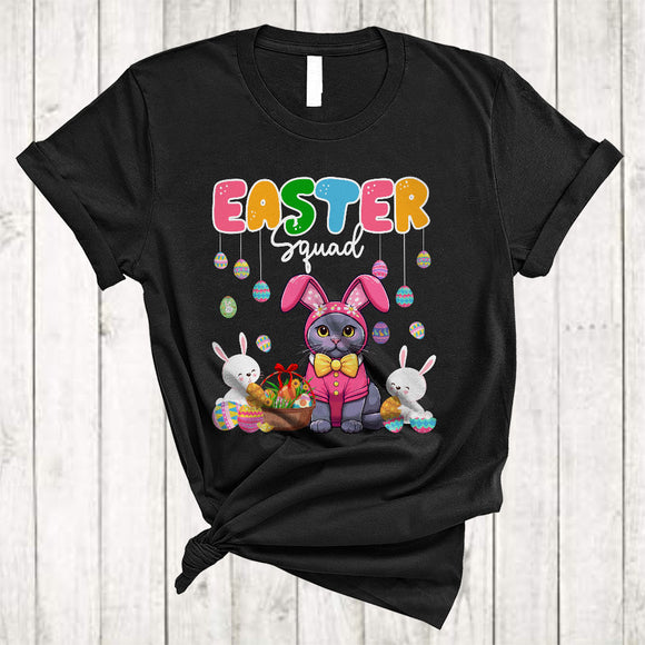 MacnyStore - Easter Squad, Lovely Easter Day Bunny Russian Blue Cat Owner Lover, Egg Hunt Family Group T-Shirt