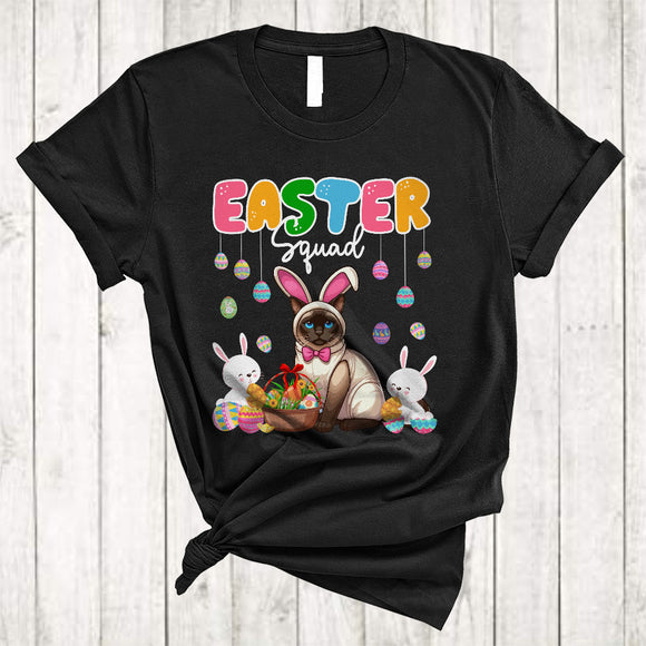 MacnyStore - Easter Squad, Lovely Easter Day Bunny Siamese Cat Owner Lover, Egg Hunt Family Group T-Shirt
