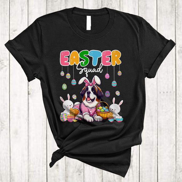 MacnyStore - Easter Squad, Lovely Easter Day Bunny St. Bernard Owner Lover, Egg Hunt Family Group T-Shirt