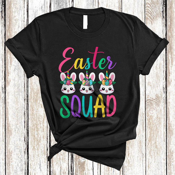 MacnyStore - Easter Squad, Lovely Easter Day Three Bunny Face, Matching Egg Hunt Family Group T-Shirt