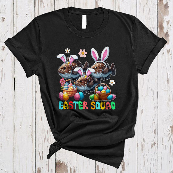 MacnyStore - Easter Squad, Lovely Easter Day Three Bunny Groupers With Easter Egg Basket, Sea Animal Lover T-Shirt