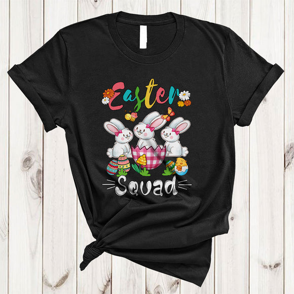 MacnyStore - Easter Squad, Lovely Easter Three Bunnies In Plaid Easter Eggs, Matching Egg Hunting T-Shirt