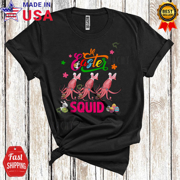 MacnyStore - Easter Squid Cool Cute Easter Day Bunny Sea Animal Lover Matching Family Group T-Shirt