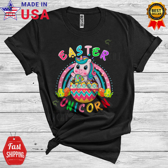 MacnyStore - Easter Unicorn Cool Cute Easter Day Bunny Unicorn In Easter Egg Rainbow Lover T-Shirt