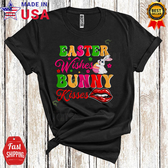MacnyStore - Easter Wishes Bunny Kisses Cute Cool Easter Day Bunny With Easter Eggs Hunt Group Lover T-Shirt