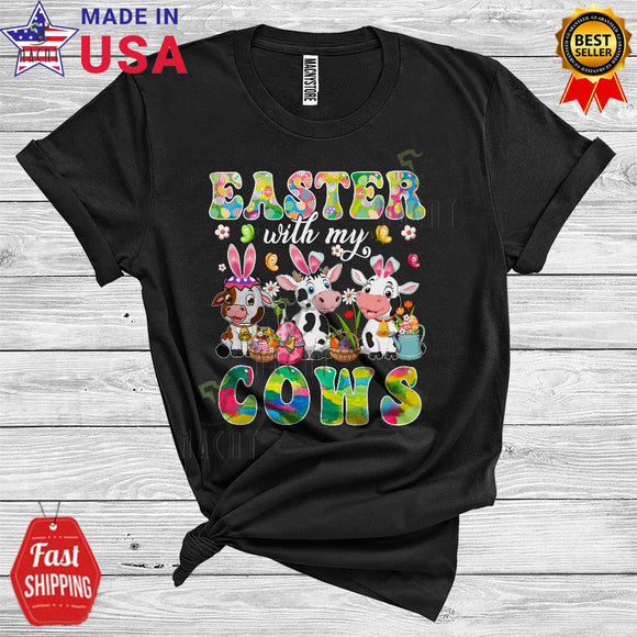 MacnyStore - Easter With My Cows Cute Cool Easter Day Matching Egg Hunt Group Animal Farmer Lover T-Shirt
