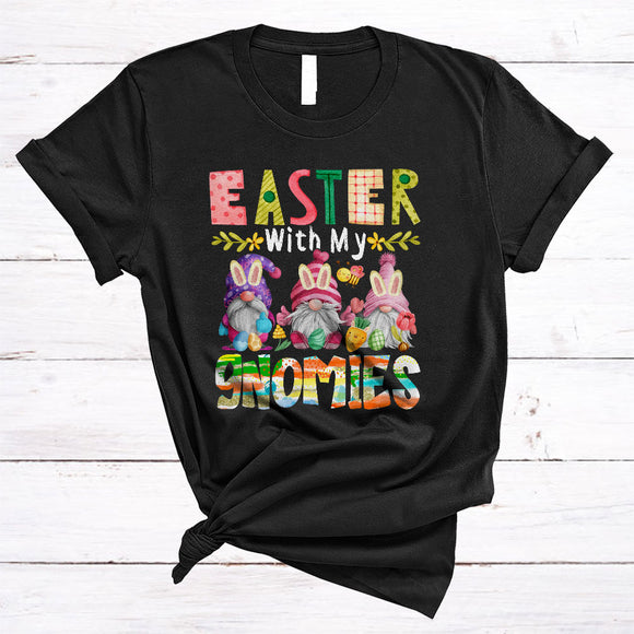 MacnyStore - Easter With My Gnomies, Colorful Easter Day Bunny Gnomes In Plaid Egg, Matching Family Group T-Shirt