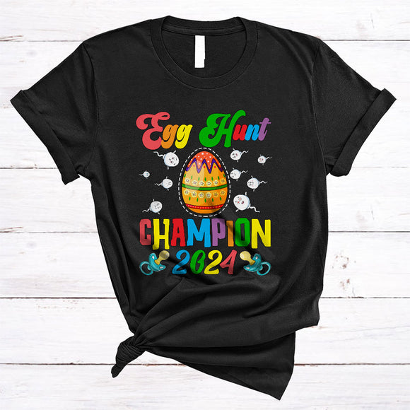 MacnyStore - Egg Hunt Champion 2024, Colorful Easter Eggs, Pregnancy Announcement Family Group T-Shirt