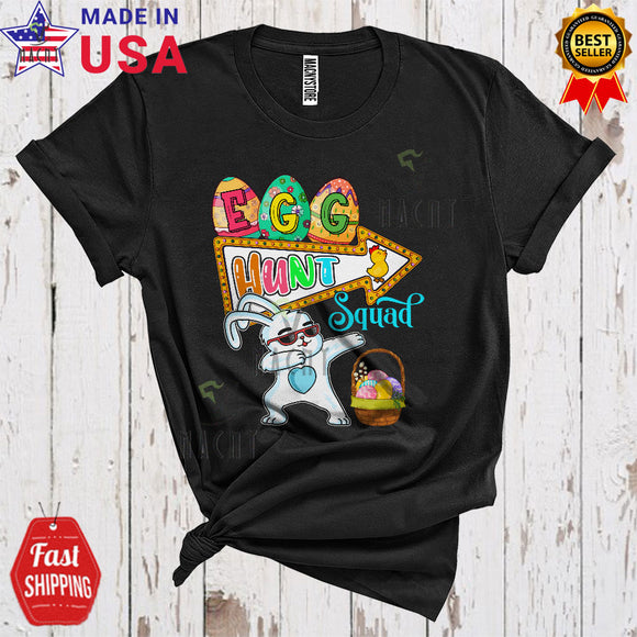 MacnyStore - Egg Hunt Squad Cool Funny Easter Day Dabbing Bunny Wearing Sunglasses Egg Hunt Lover T-Shirt