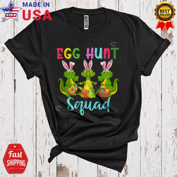 MacnyStore - Egg Hunt Squad Funny Cute Easter Day Three Bunny Alligators Hunting Egg Animal Lover T-Shirt