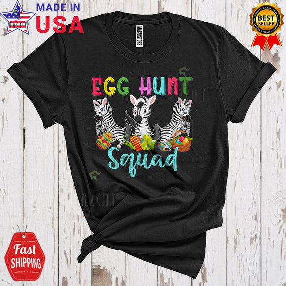 MacnyStore - Egg Hunt Squad Funny Cute Easter Day Three Bunny Zebras Hunting Egg Animal Lover T-Shirt