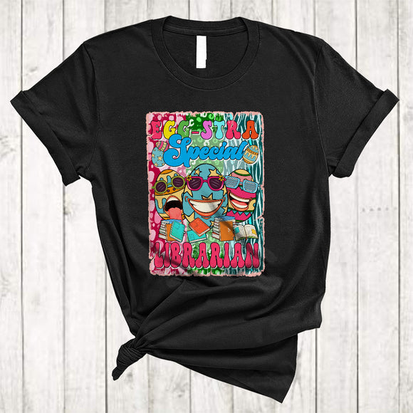 MacnyStore - Egg-Stra Special Librarian, Joyful Easter Day Vintage Egg Hunting, Extra Eggs Family Group T-Shirt