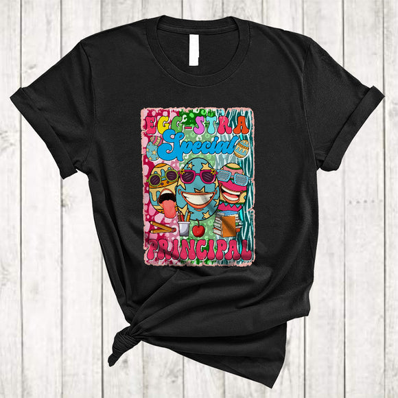 MacnyStore - Egg-Stra Special Principal, Joyful Easter Day Vintage Egg Hunting, Extra Eggs Family Group T-Shirt