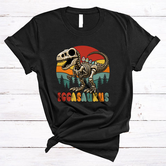 MacnyStore - Eggasaurus, Amazing Easter Egg T-Rex Dinosaur Lover, Vintage Retro Easter Family Group T-Shirt