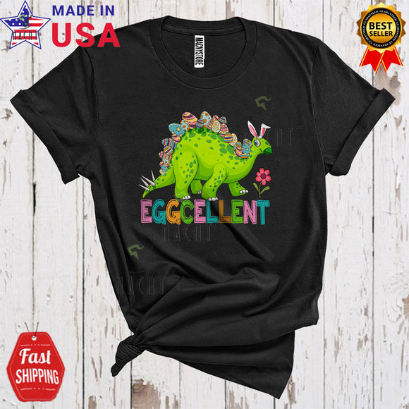 MacnyStore - Eggcellent Cool Cute Easter Day Dinosaur T-Rex Stegosaurus Lover Matching Family Group T-Shirt