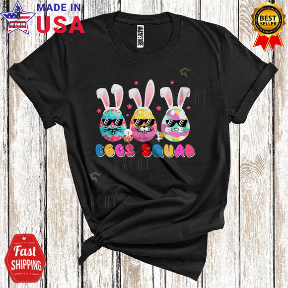 MacnyStore - Eggs Squad Funny Cool Easter Day Three Bunny Eggs Wearing Sunglasses Egg Hunt Group Lover T-Shirt
