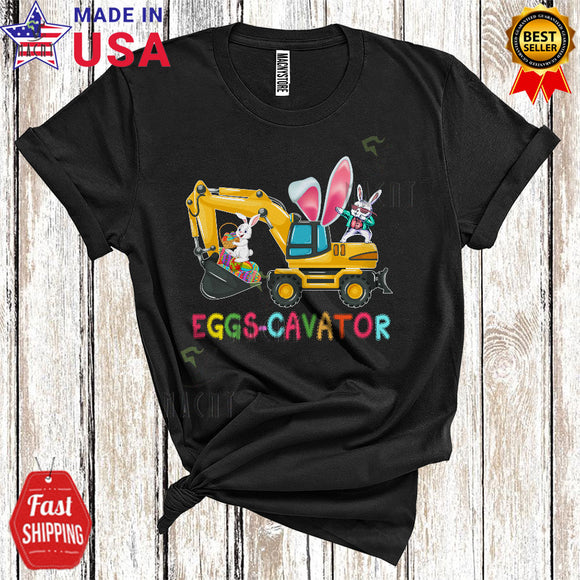 MacnyStore - Eggs-cavator Cute Cool Easter Day Dabbing Bunny Excavator Driver Hunting Easter Egg Basket Lover T-Shirt