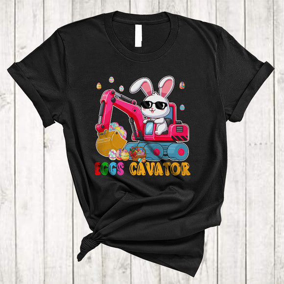 MacnyStore - Eggscavator, Lovely Easter Day Bunny Riding Excavator, Matching Family Egg Hunt Group T-Shirt
