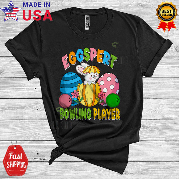 MacnyStore - Eggspert Bowling Player Cool Funny Easter Three Eggs Bunny Sport Player Lover T-Shirt