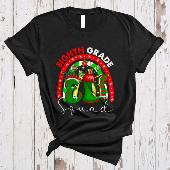 MacnyStore - Eighth Grade ELF Squad, Adorable Christmas Rainbow ELF, X-mas Students Teacher Group T-Shirt