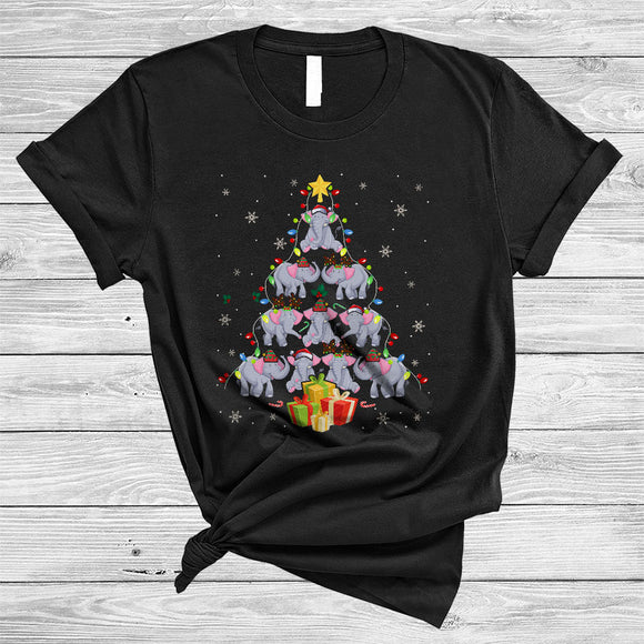 MacnyStore - Elephant  Xmas Tree Snow Around Awesome Merry Christmas Matching Zoo Animal Lover T-Shirt
