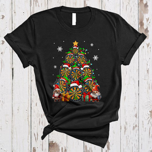 MacnyStore - Elf Santa Darts Christmas Tree, Joyful X-mas Lights Darts Player, Santa Gnomes Lover T-Shirt