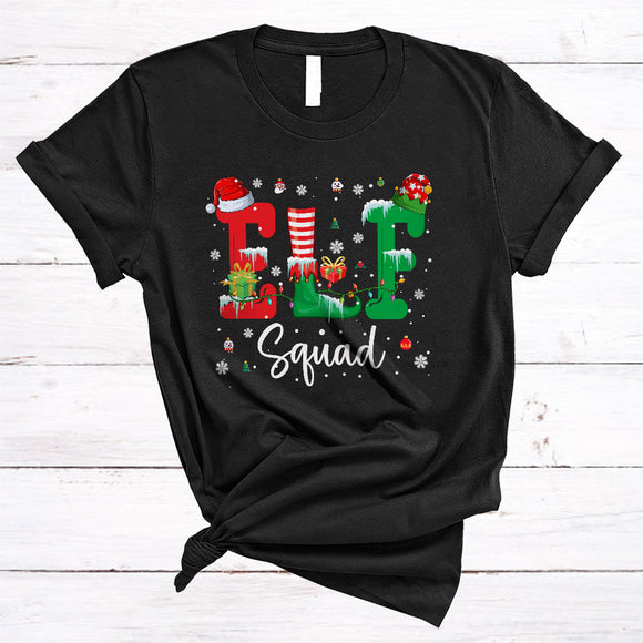 MacnyStore - Elf Squad, Lovely Funny Christmas ELF Snow Around, Matching X-mas Pajama Family Group T-Shirt