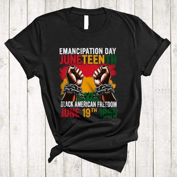 MacnyStore - Emancipation Day Freedom, Proud Juneteenth Culture Flag Strong Hands, Black Afro African Pride T-Shirt