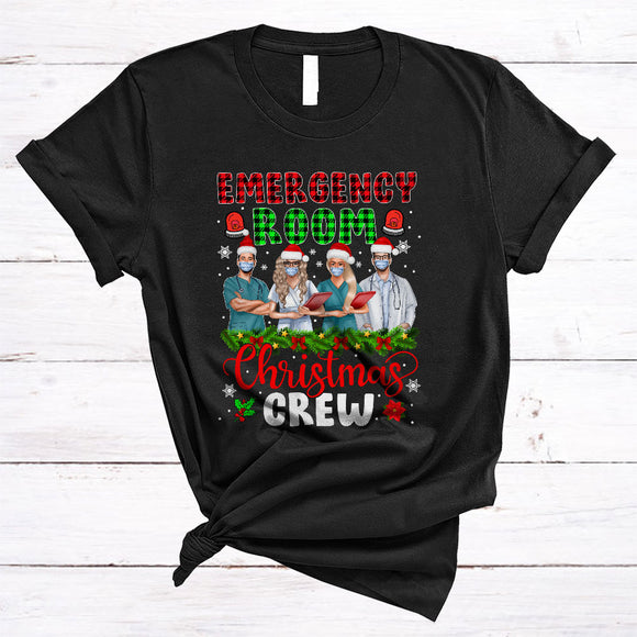 MacnyStore - Emergency Room Christmas Crew, Cool Plaid X-mas Santa Nurse, Matching Doctor Nurse Group T-Shirt