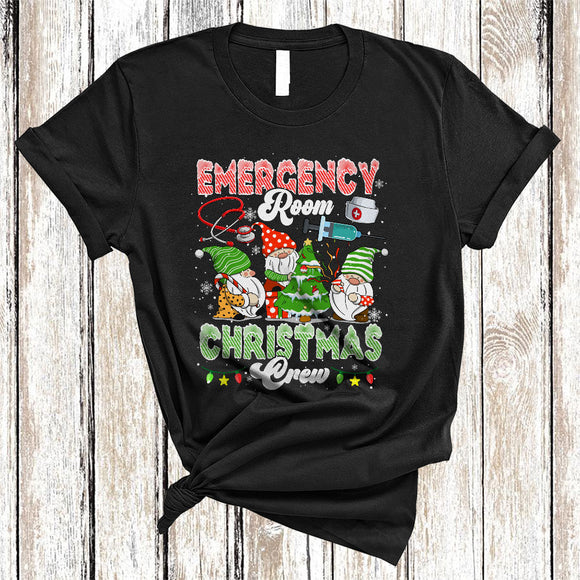 MacnyStore - Emergency Room Christmas Crew, Lovely Three Gnomes Snow, Matching X-mas Nurse Group T-Shirt