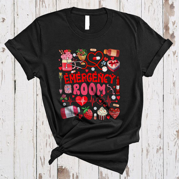 MacnyStore - Emergency Room ER Nurse, Happy Valentine's Day Hearts Nurse Tools, Matching ER Nurse Group T-Shirt