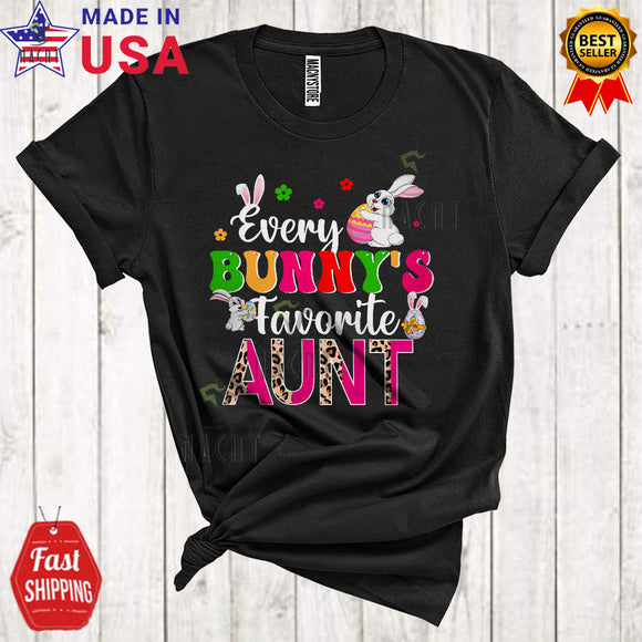 MacnyStore - Every Bunny's Favorite Aunt Funny Happy Easter Day Matching Family Leopard Bunny T-Shirt