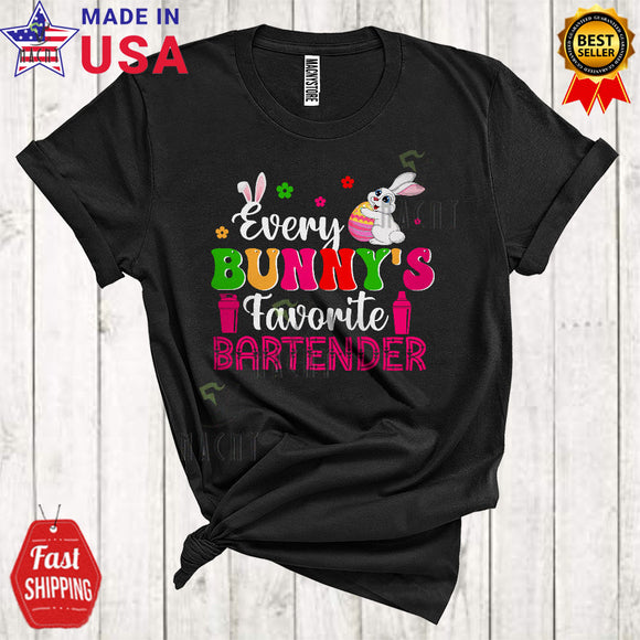 MacnyStore - Every Bunny's Favorite Bartender Funny Happy Easter Day Matching Family Bunny Squad T-Shirt