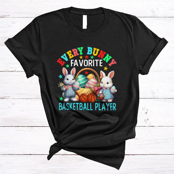 MacnyStore - Every Bunny's Favorite Basketball Player, Awesome Easter Two Bunnies With Egg Basket, Family Group T-Shirt