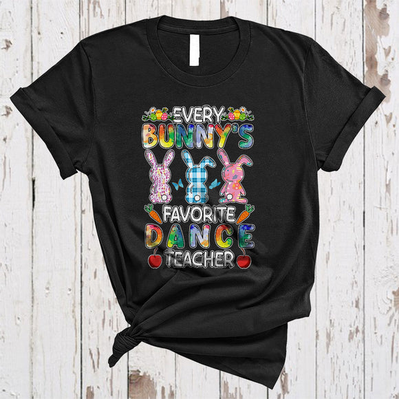 MacnyStore - Every Bunny's Favorite Dance Teacher, Cute Three Leopard Plaid Bunnies, Matching Family Group T-Shirt
