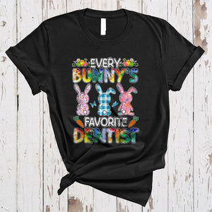 MacnyStore - Every Bunny's Favorite Dentist, Cute Three Leopard Plaid Bunnies Dentist, Matching Family Group T-Shirt