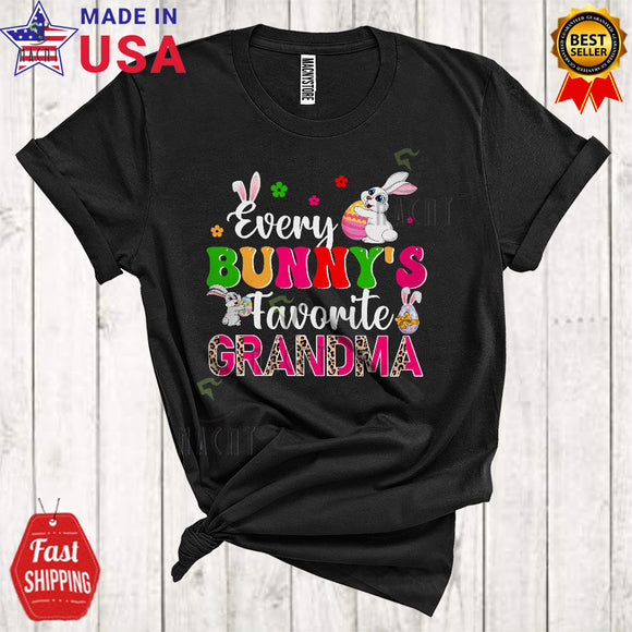 MacnyStore - Every Bunny's Favorite Grandma Funny Happy Easter Day Matching Family Leopard Bunny T-Shirt