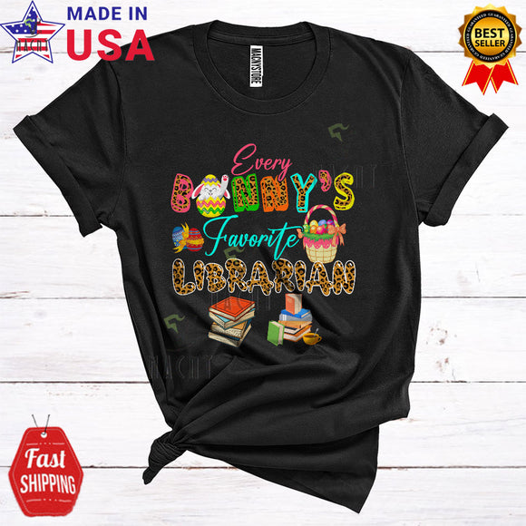MacnyStore - Every Bunny's Favorite Librarian Cute Happy Easter Day Egg Leopard Bunny Librarian Proud Group T-Shirt