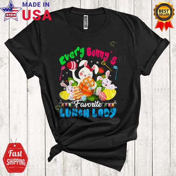 MacnyStore - Every Bunny's Favorite Lunch Lady Cute Cool Easter Day Three Bunnies Easter Egg Hunt Group T-Shirt