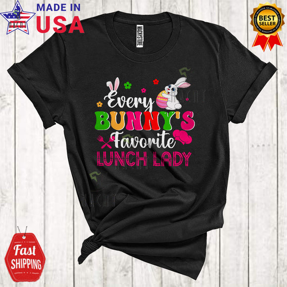MacnyStore - Every Bunny's Favorite Lunch Lady Funny Happy Easter Day Matching Family Bunny Squad T-Shirt
