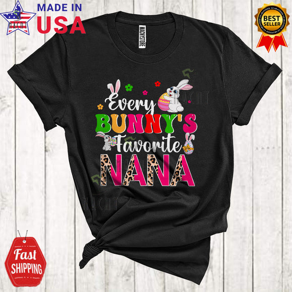 MacnyStore - Every Bunny's Favorite Nana Funny Happy Easter Day Matching Family Leopard Bunny T-Shirt