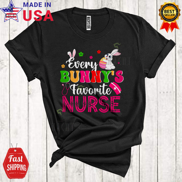 MacnyStore - Every Bunny's Favorite Nurse Funny Happy Easter Day Matching Family Bunny Squad T-Shirt