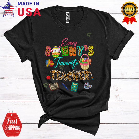 MacnyStore - Every Bunny's Favorite Teacher Cute Happy Easter Day Egg Leopard Bunny Teacher Proud Group T-Shirt