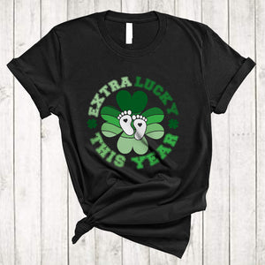 MacnyStore - Extra Lucky This Year, Amazing St. Patrick's Day Pregnancy Announcement, Shamrock Family T-Shirt