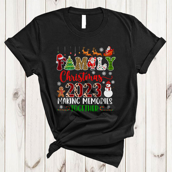 MacnyStore - Family Christmas 2023, Cute Leopard Plaid X-mas Santa, Matching Family Squad Group T-Shirt